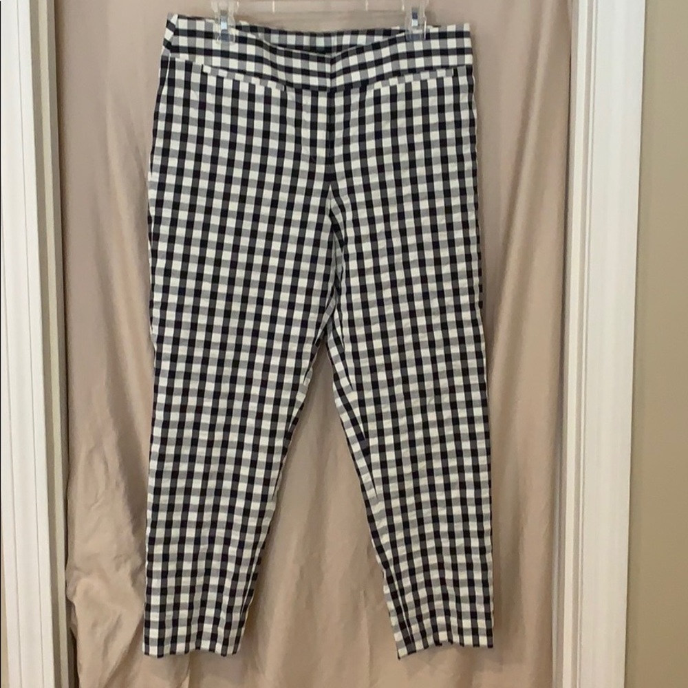 loft white and black plaid pants